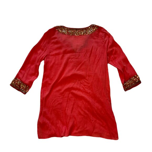 Calypso St. Barth Embellished Red Tunic - Size S - Picture 2 of 4